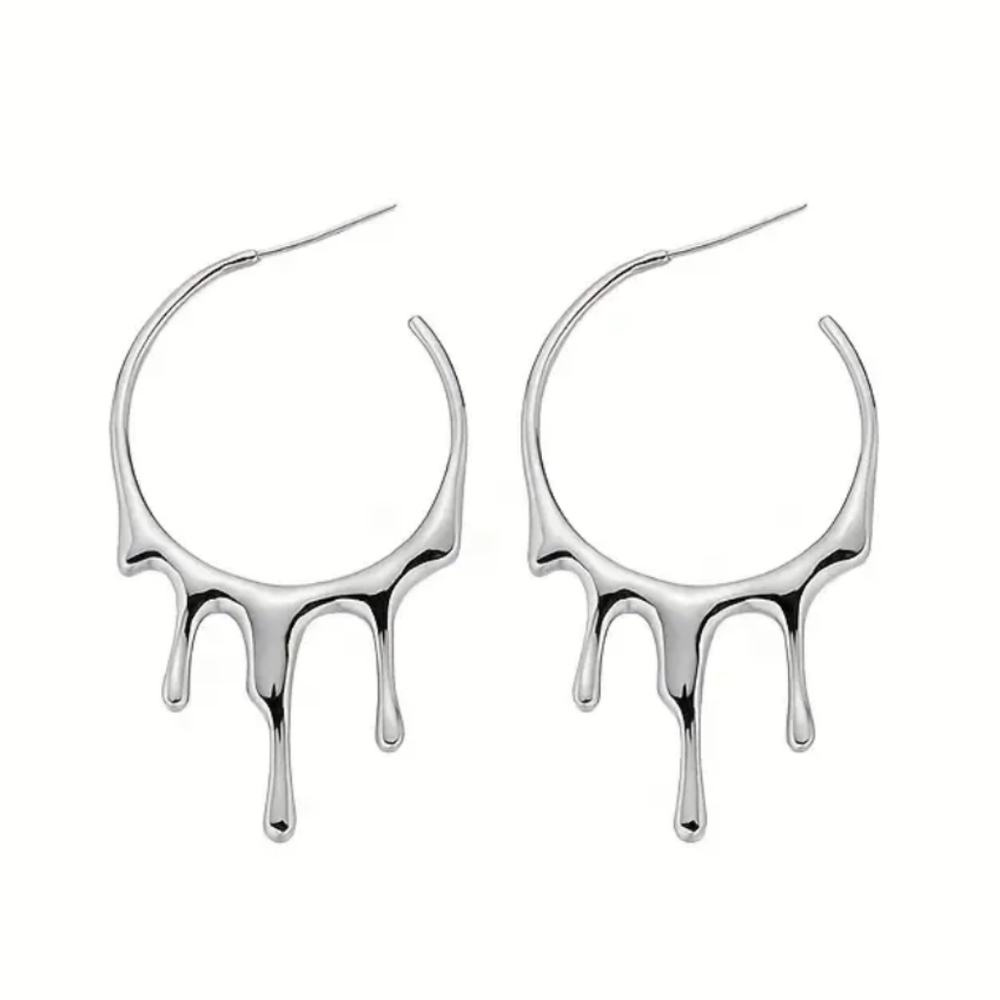 Waterdrop Punk Gothic Retro Style Irregular Hoop Earrings